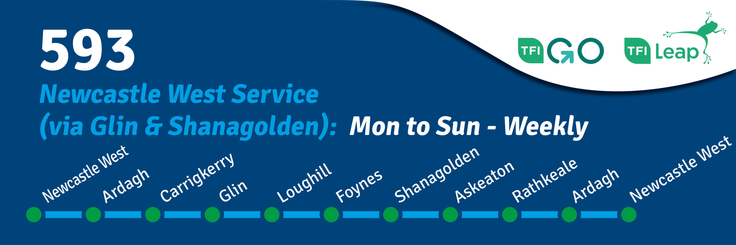 593 Newcastle West, Ardagh, Carrigkerry, Glin, Loughill, Foynes, Shanagolden, Askeaton, Rathkeale, Ardagh, Newcastle West - Monday to Sunday