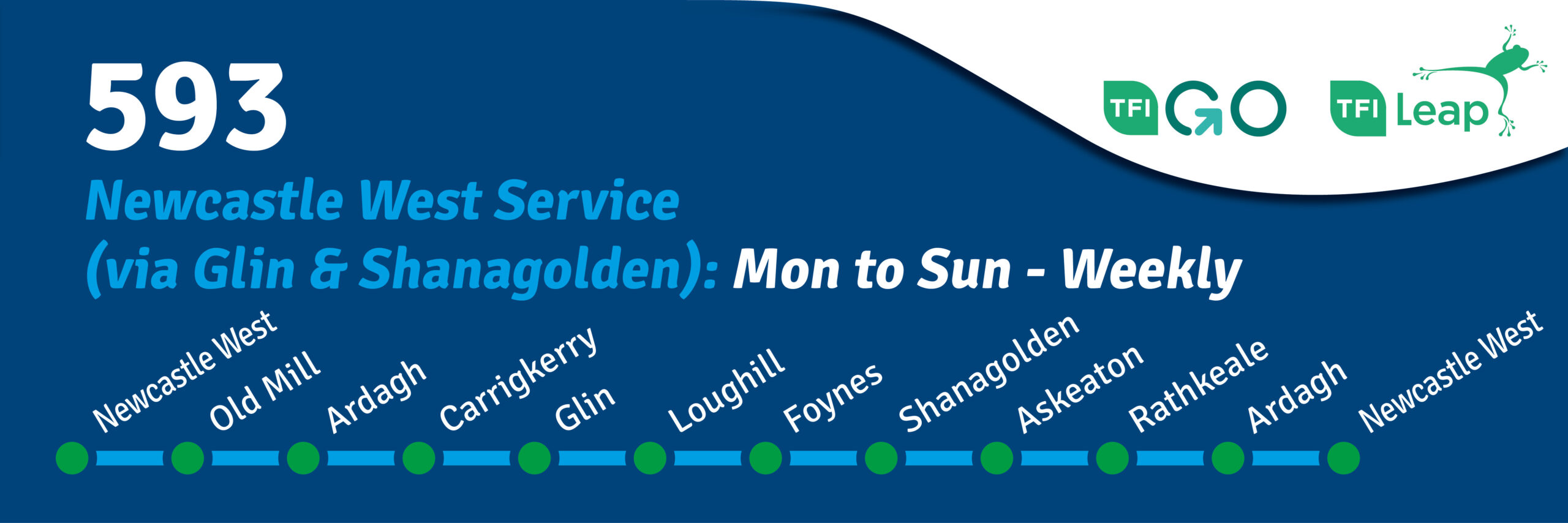 593 Newcastle West, Old Mill, Ardagh, Carrigkerry, Glin, Loughill, Foynes, Shanagolden, Askeaton, Rathkeale, Ardagh, Newcastle West - Monday to Sunday